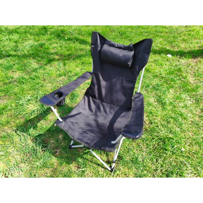 Крісло туристичне складне Чорне (4 положення, до 240кг)