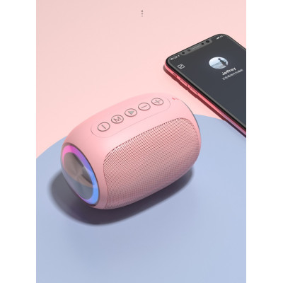 Міні-колонка Bluetooth Рожева (RGB, Вібро-звук, 1200мАг)