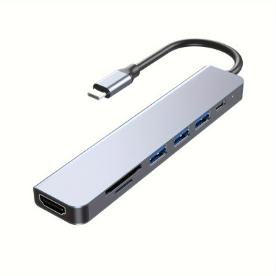 USB-C Концентратор 7-в-1 (HDMI 4K, USB 3.0, PD 87W, SD/TF Кардрідер)
