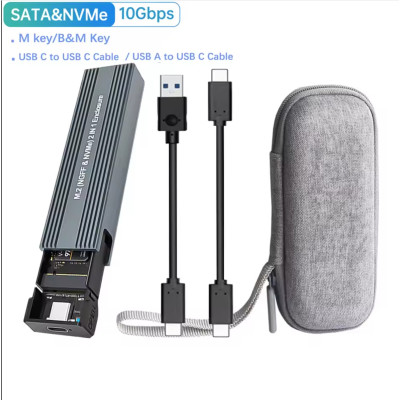 Корпус M.2 SSD універсальний (NVMe/SATA, USB-C, RTL9210B, Алюміній)